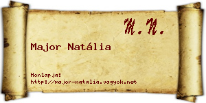 Major Natália névjegykártya